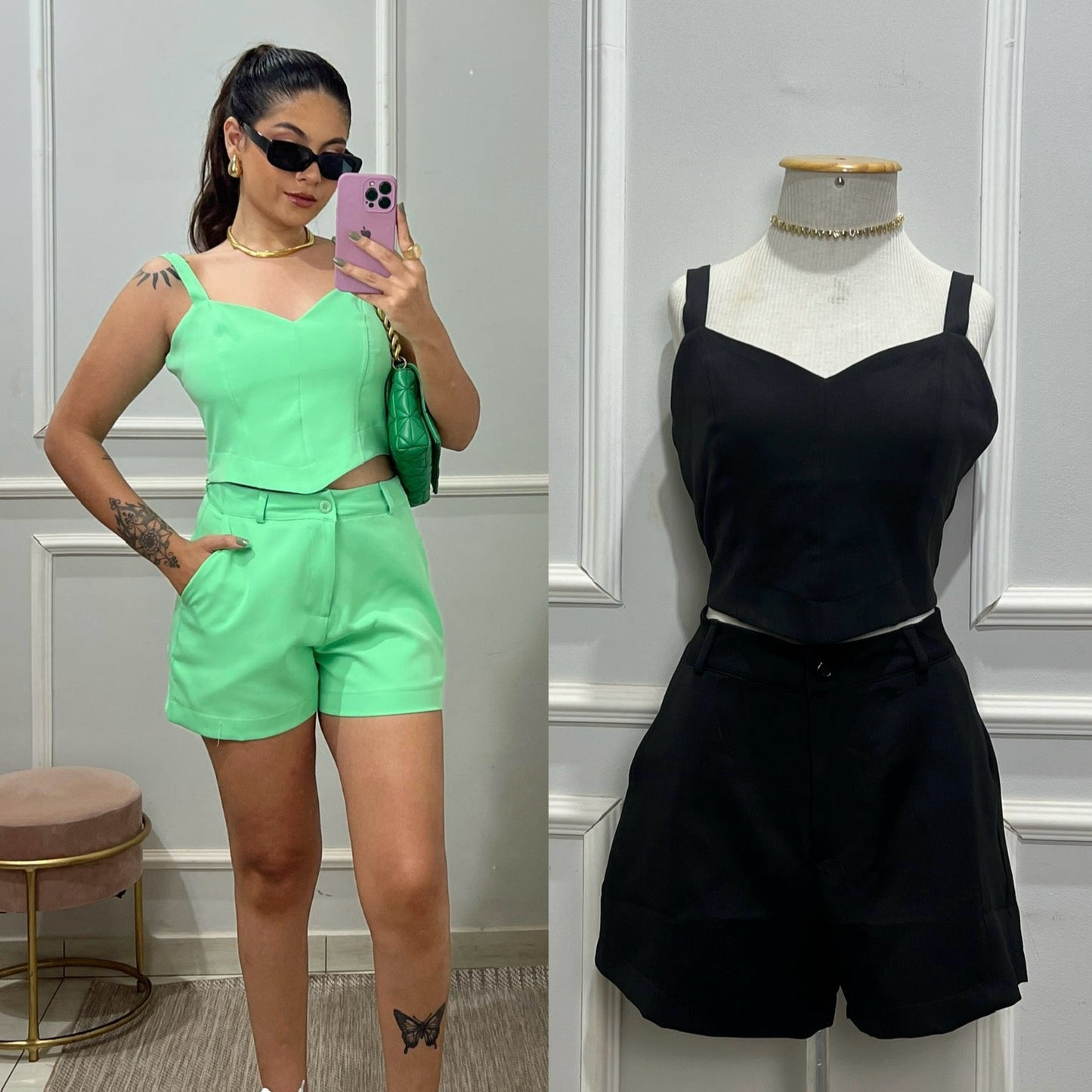 Conjunto Cropped e Short Feminino