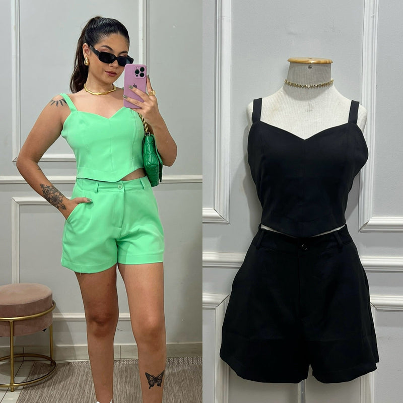 Conjunto Cropped e Short Feminino