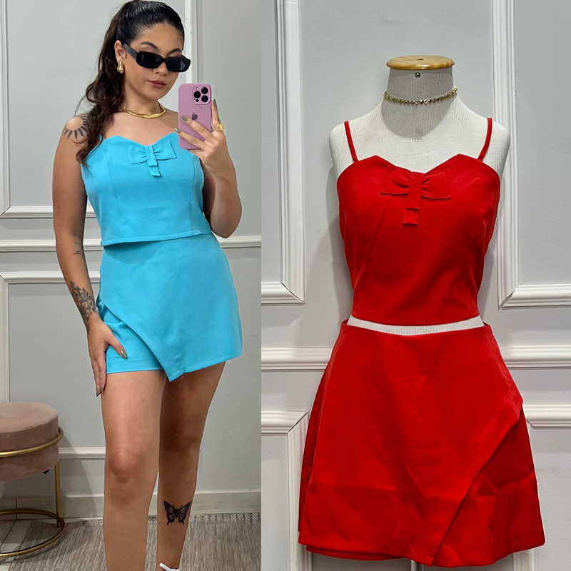 Conjunto Cropped e Short Saia