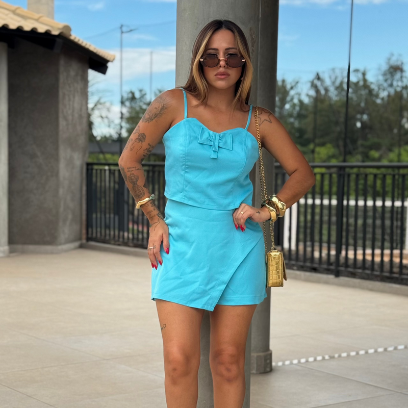 Conjunto Cropped e Short Saia
