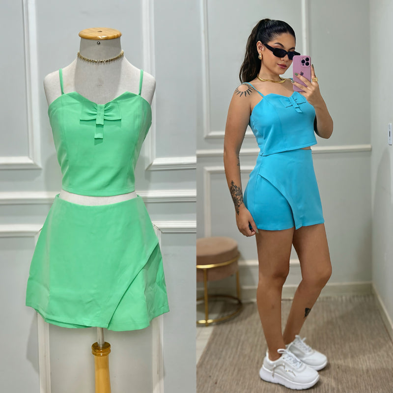 Conjunto Cropped e Short Saia