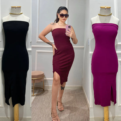 Vestido Tomara que Caia Canelado Ribana